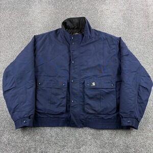 Vintage Carhartt Bomber Jacket Mens 2XL Blue Quilted Lined Nylon Utility Field